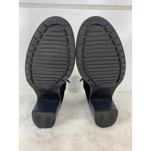 Black Faux Suede Ankle Boots Womens Size 9M With Block Heel & Side Zipper - Picture 8 of 9